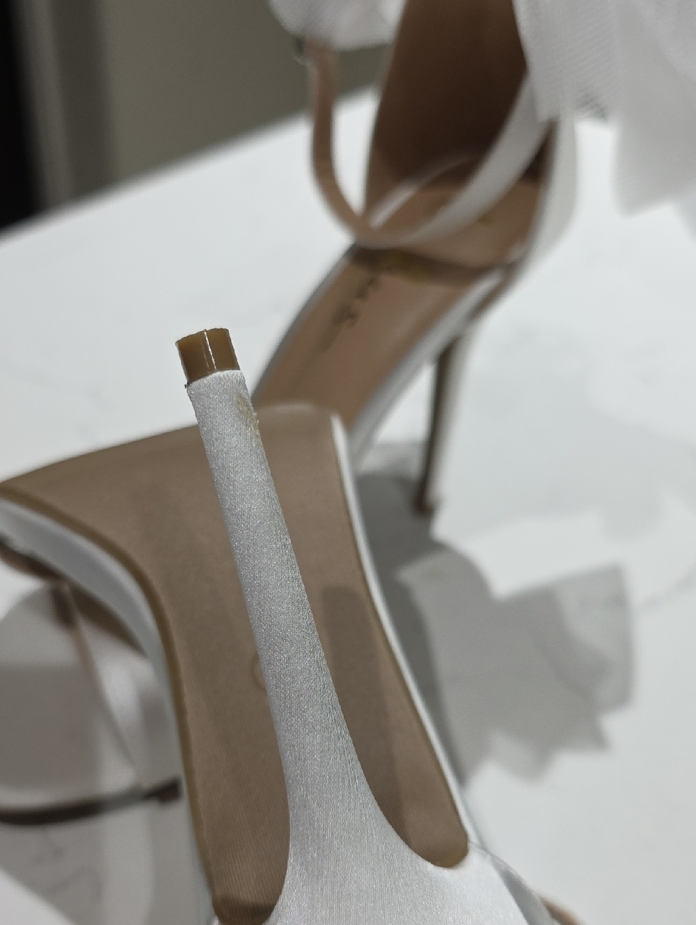 Lulus White Bow-Back Stiletto Sandals - Women Size 9.5 - Picture 7 of 9